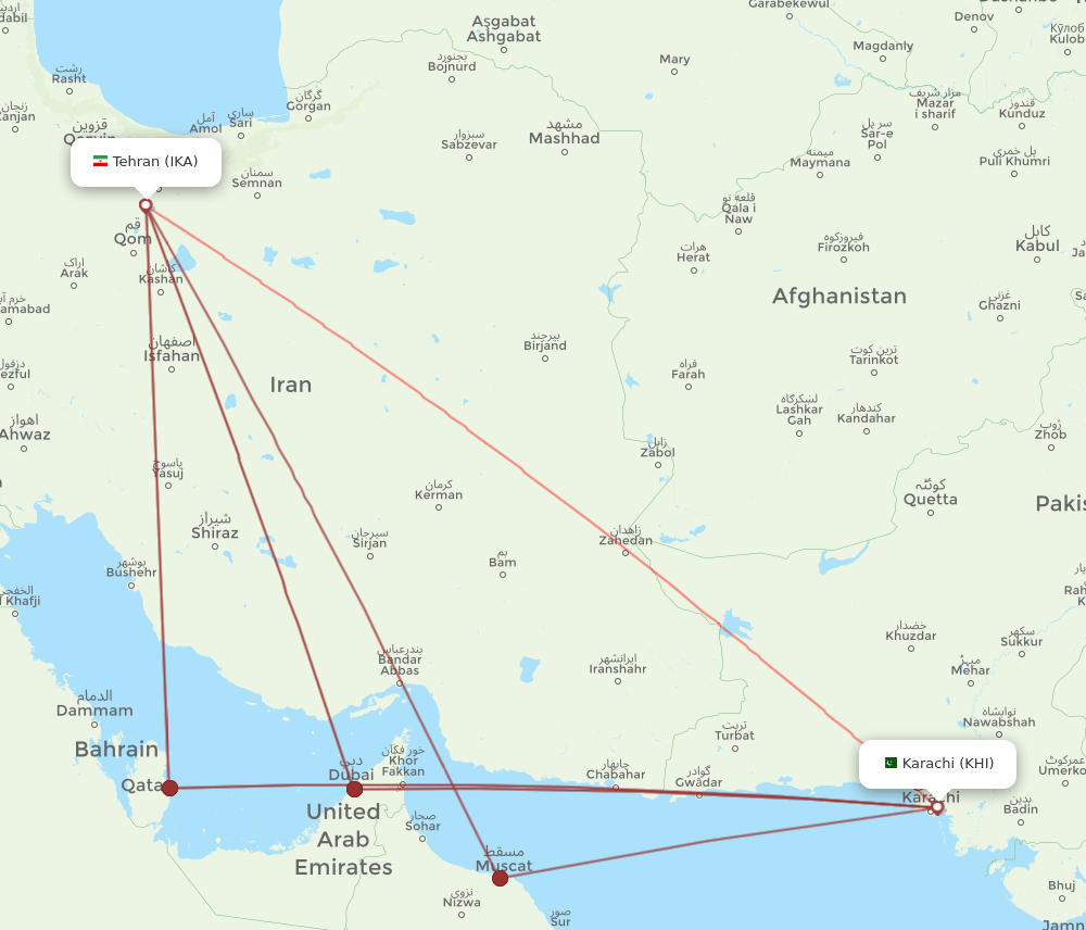 IKA-KHI flight routes