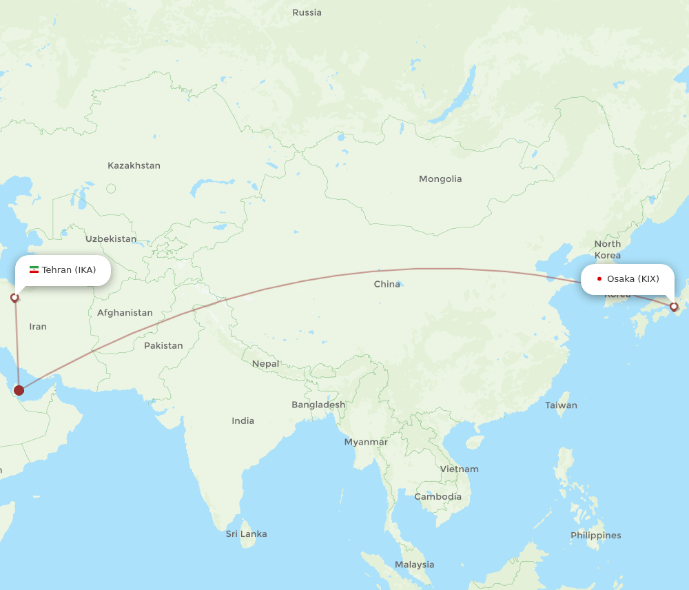 IKA to KIX flights and routes map