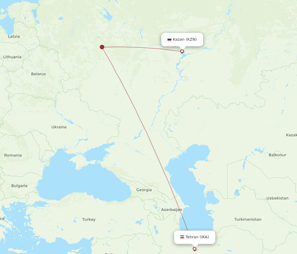 IKA-KZN flight routes