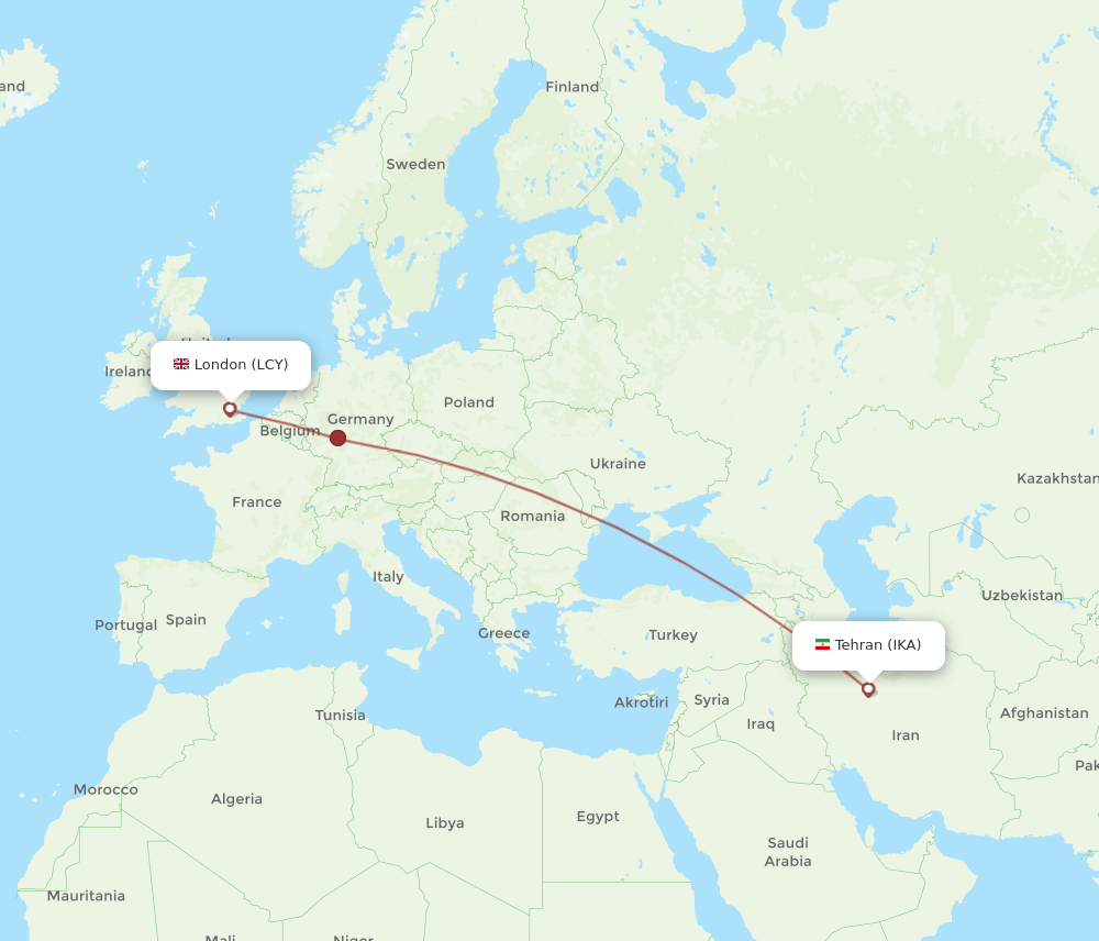 IKA to LCY flights and routes map