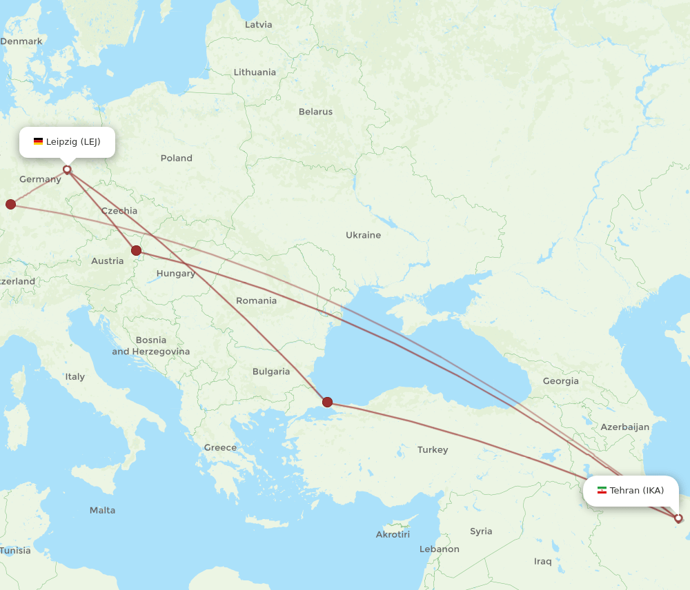 IKA-LEJ flight routes