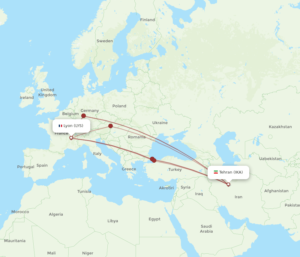 IKA-LYS flight routes