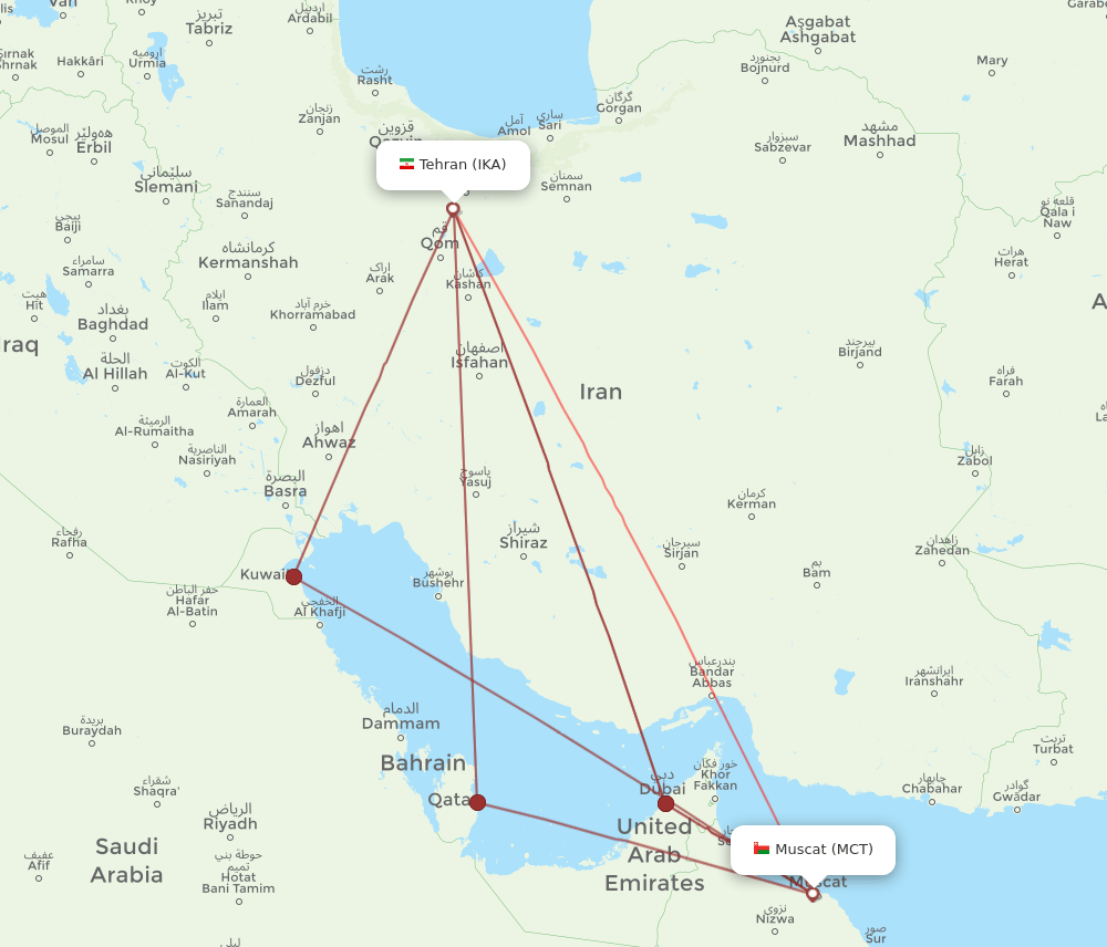 IKA-MCT flight routes