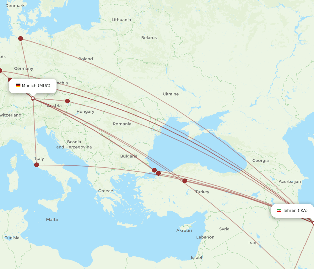 IKA to MUC flights and routes map