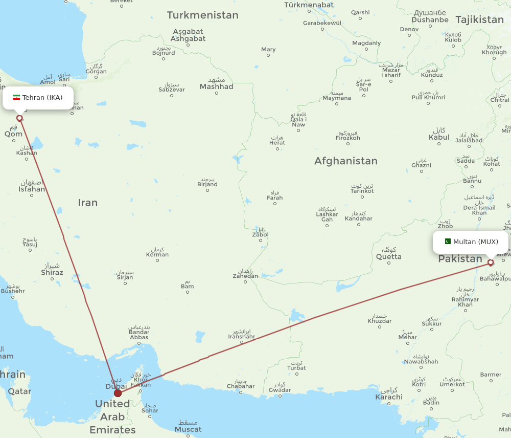 IKA-MUX flight routes
