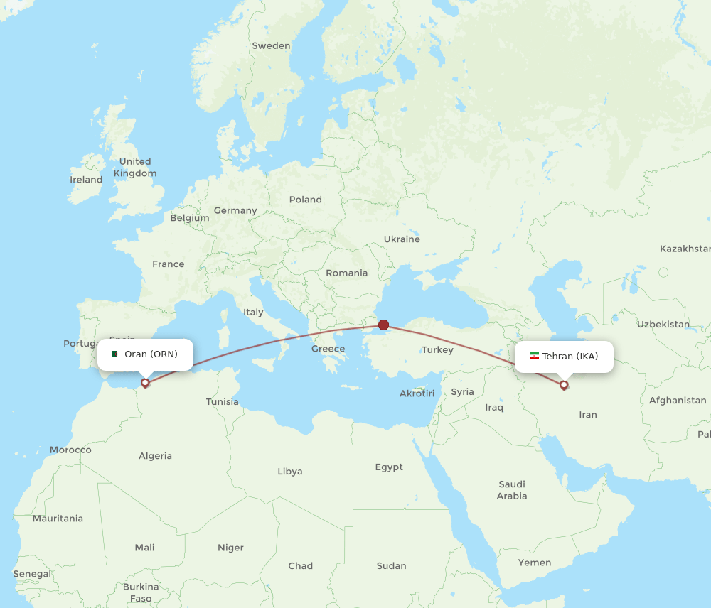 IKA-ORN flight routes