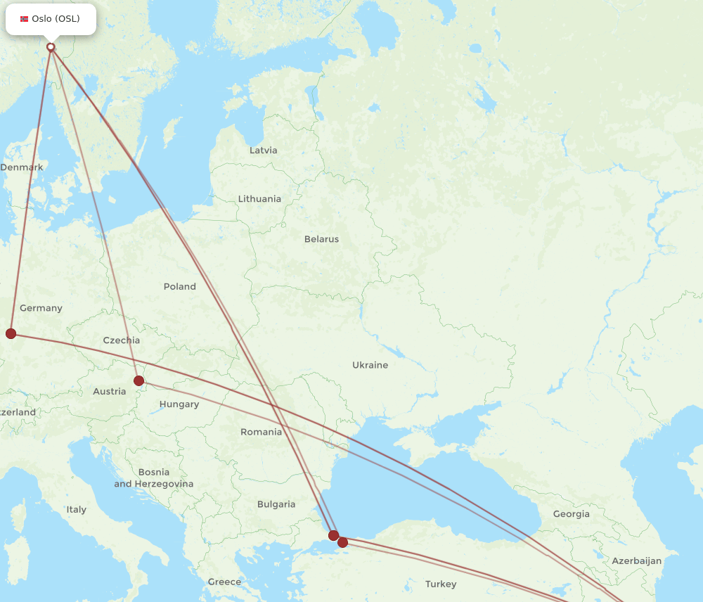 IKA-OSL flight routes