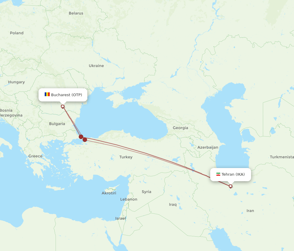 IKA-OTP flight routes