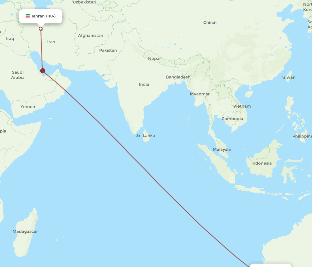 IKA-PER flight routes