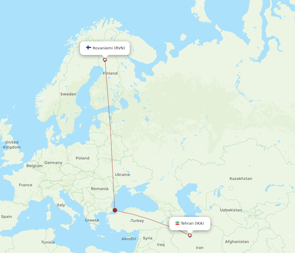 IKA-RVN flight routes