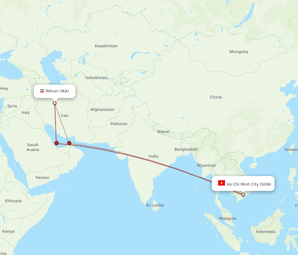 IKA-SGN flight routes