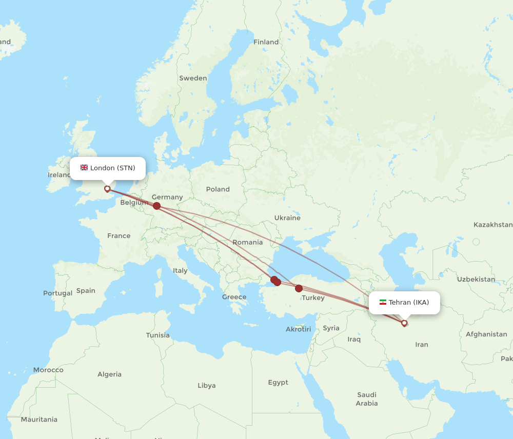 IKA-STN flight routes
