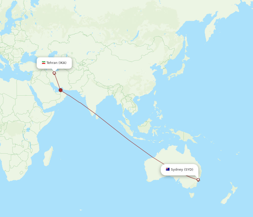 IKA-SYD flight routes