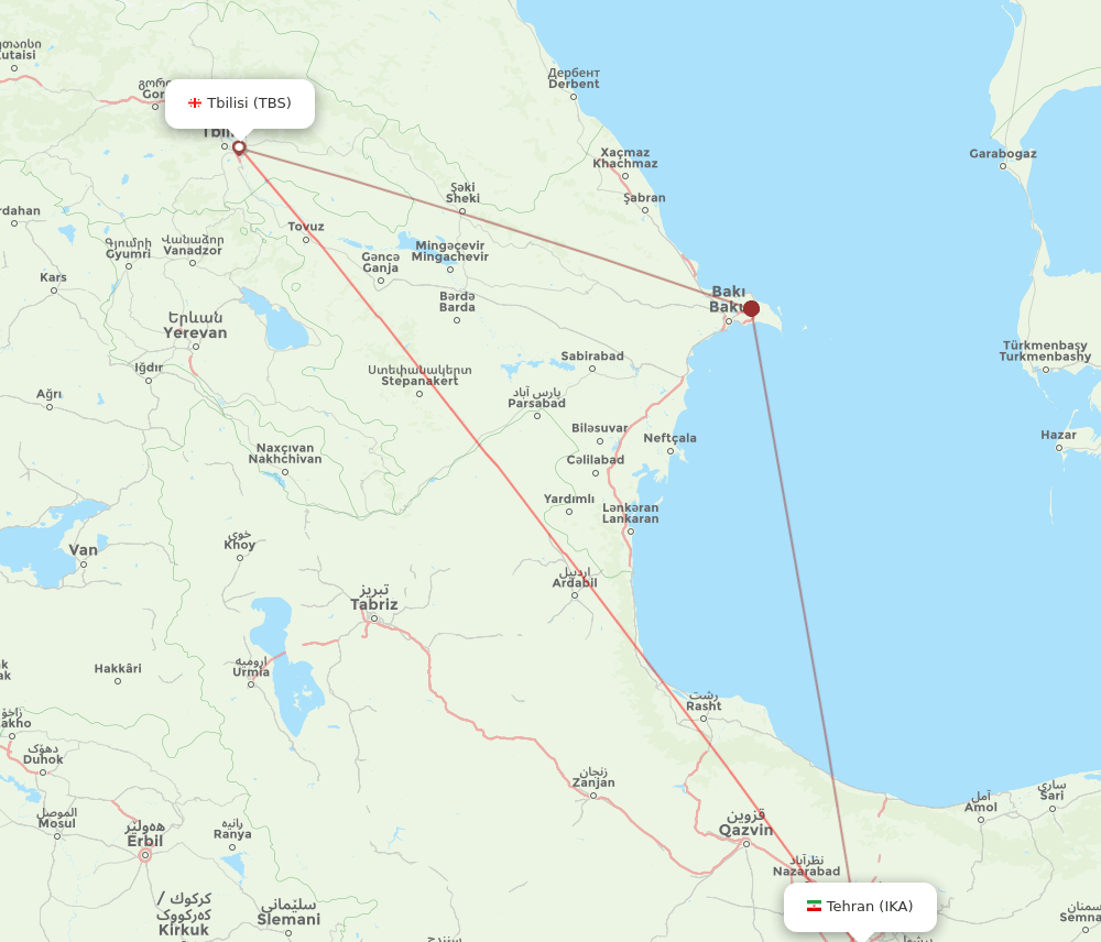 IKA-TBS flight routes