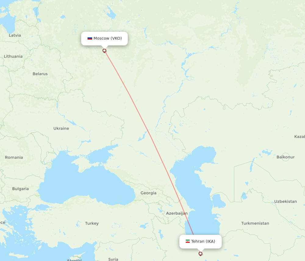 IKA to VKO flights and routes map