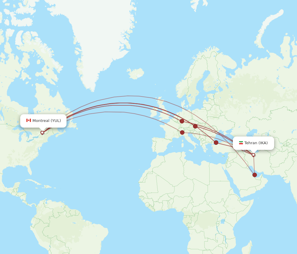 IKA-YUL flight routes
