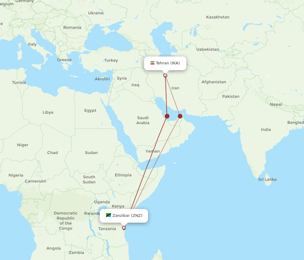 IKA-ZNZ flight routes