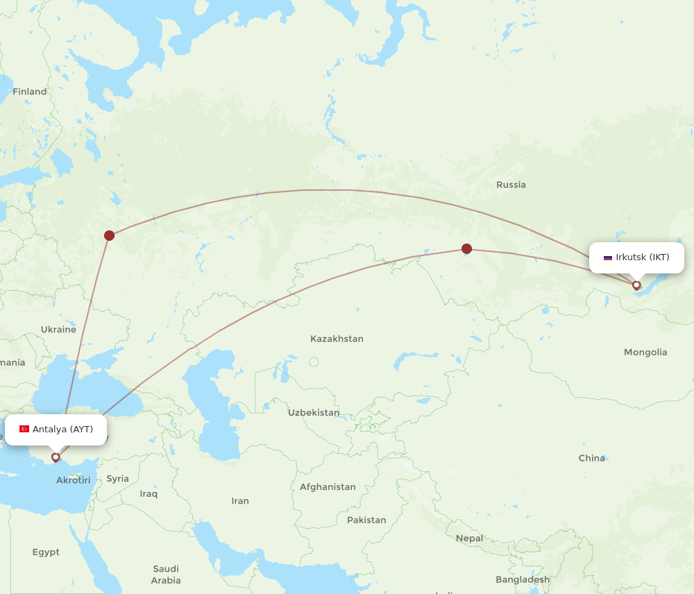 IKT-AYT flight routes