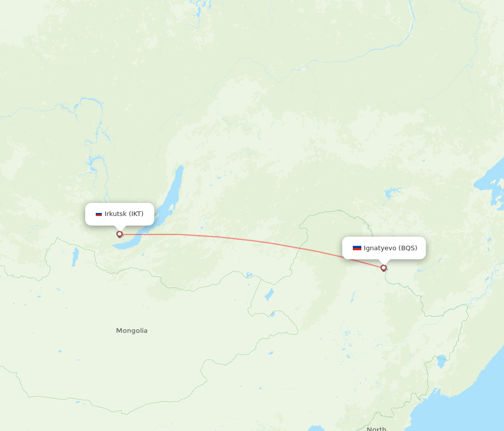 IKT to BQS flights and routes map