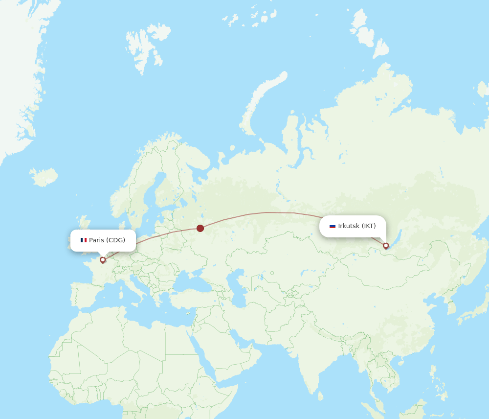 IKT-CDG flight routes