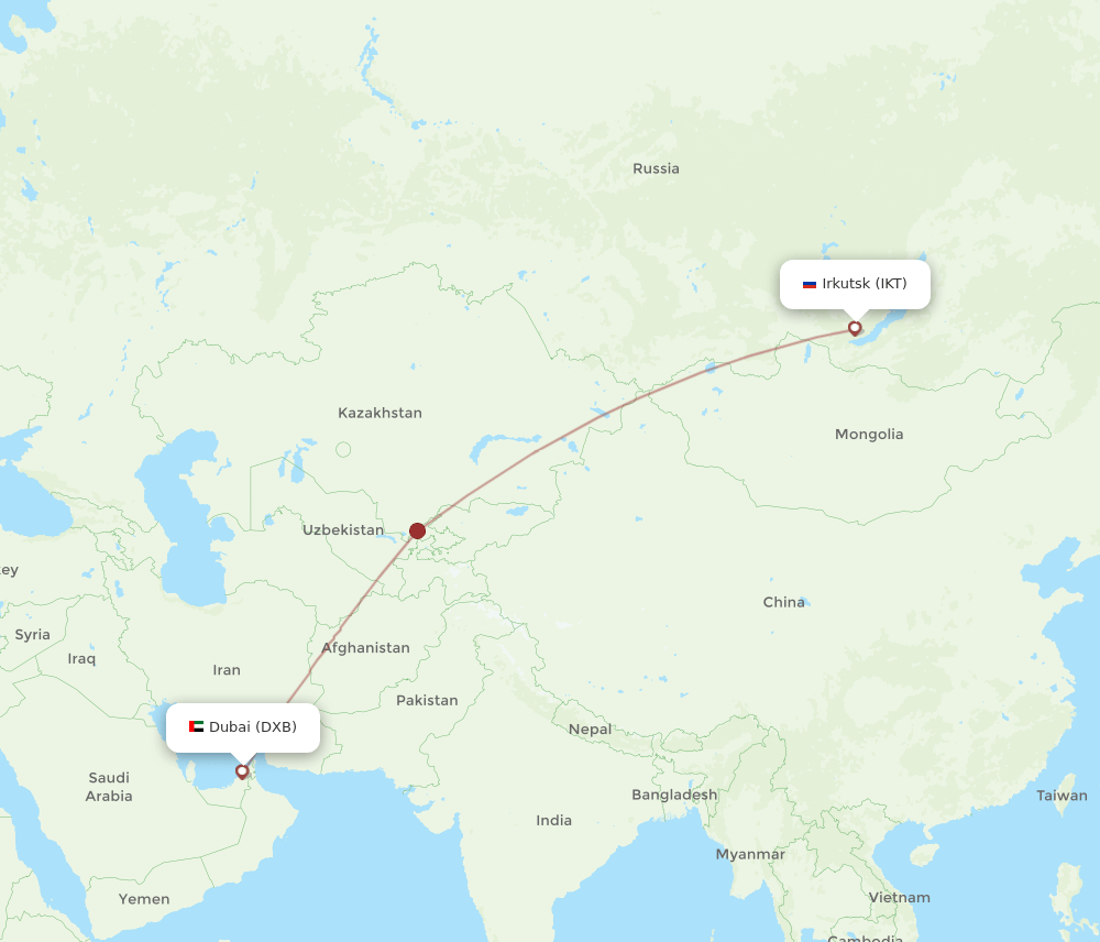 IKT-DXB flight routes