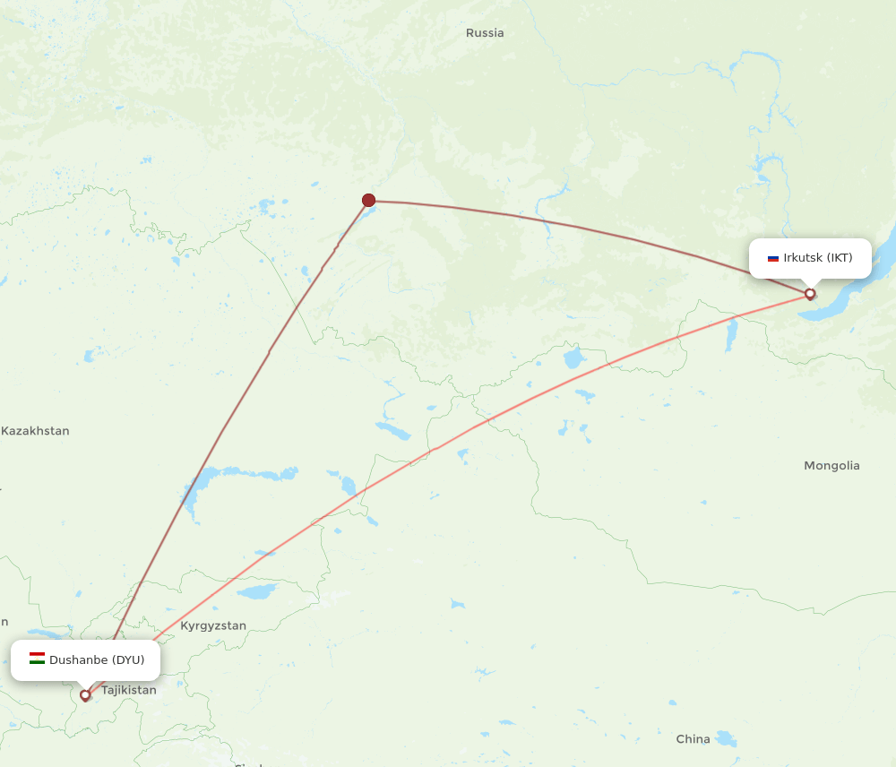 IKT-DYU flight routes