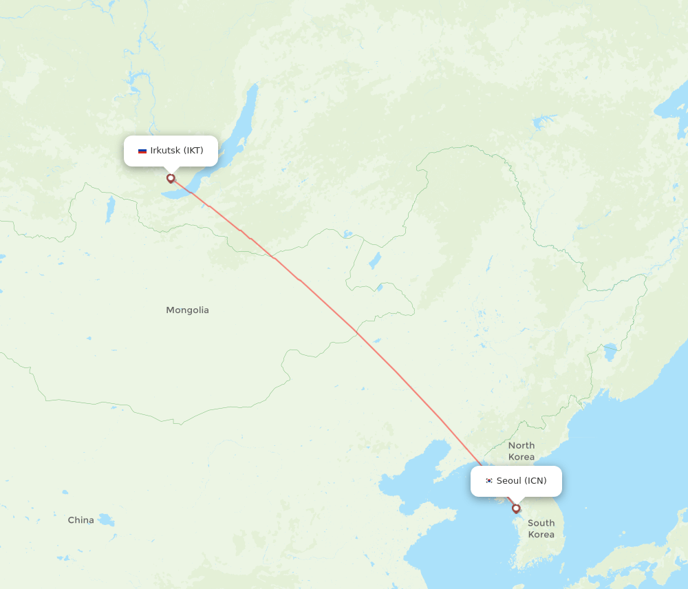 IKT-ICN flight routes