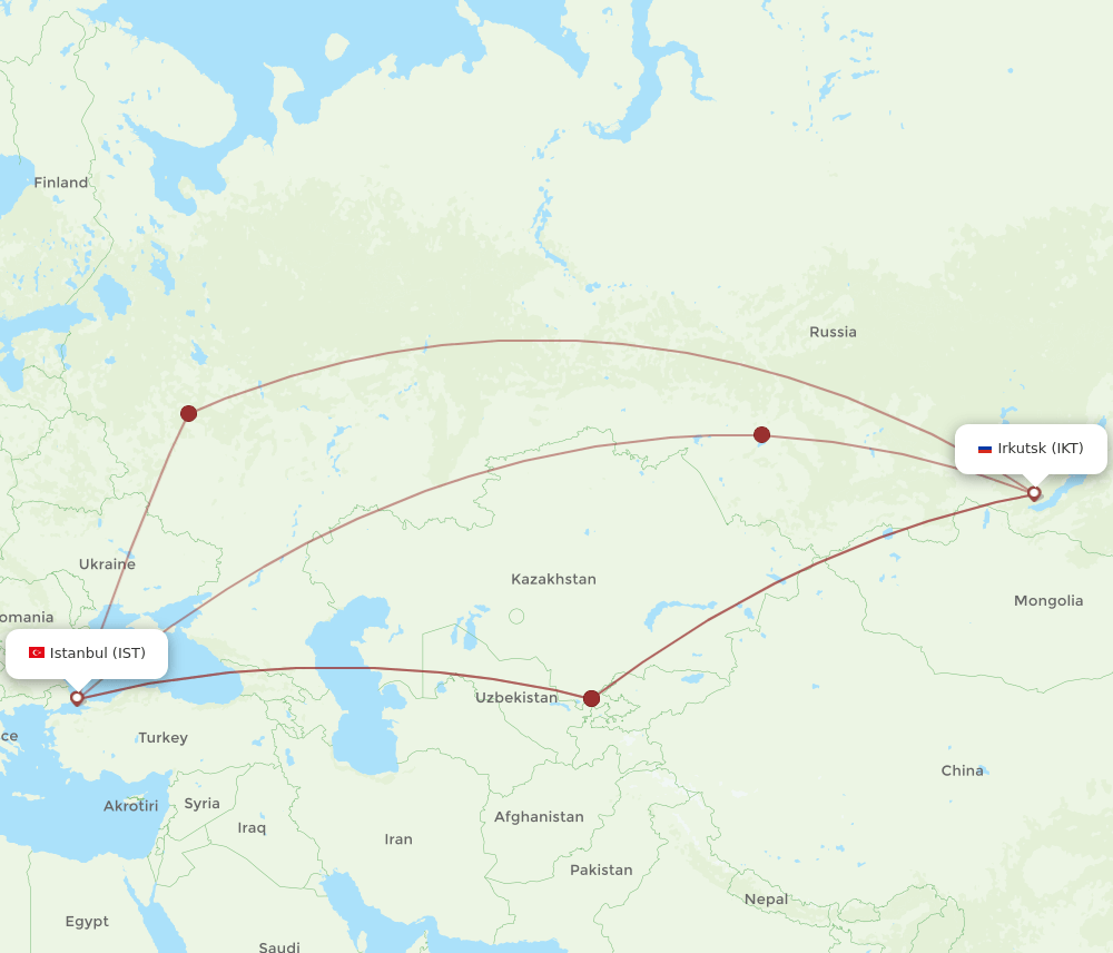 IKT-IST flight routes