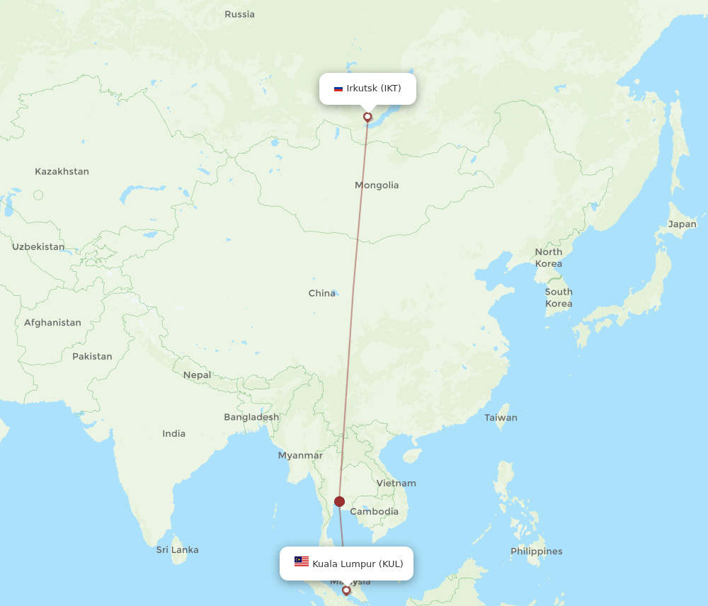 IKT-KUL flight routes
