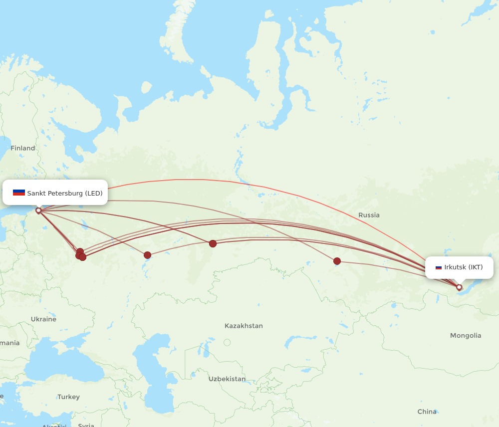 IKT to LED flights and routes map