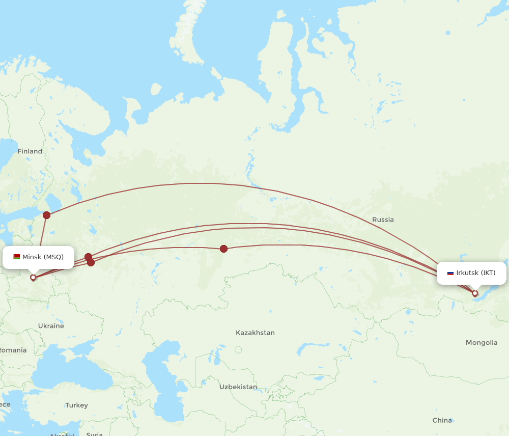 IKT-MSQ flight routes