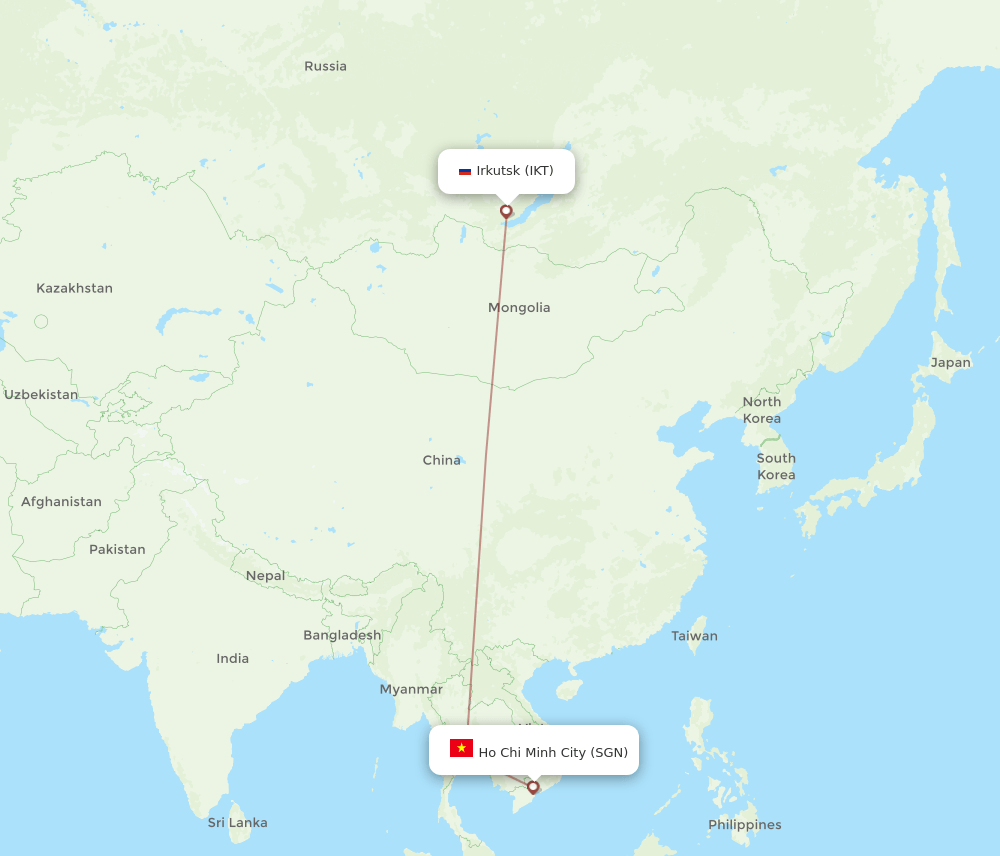 IKT-SGN flight routes