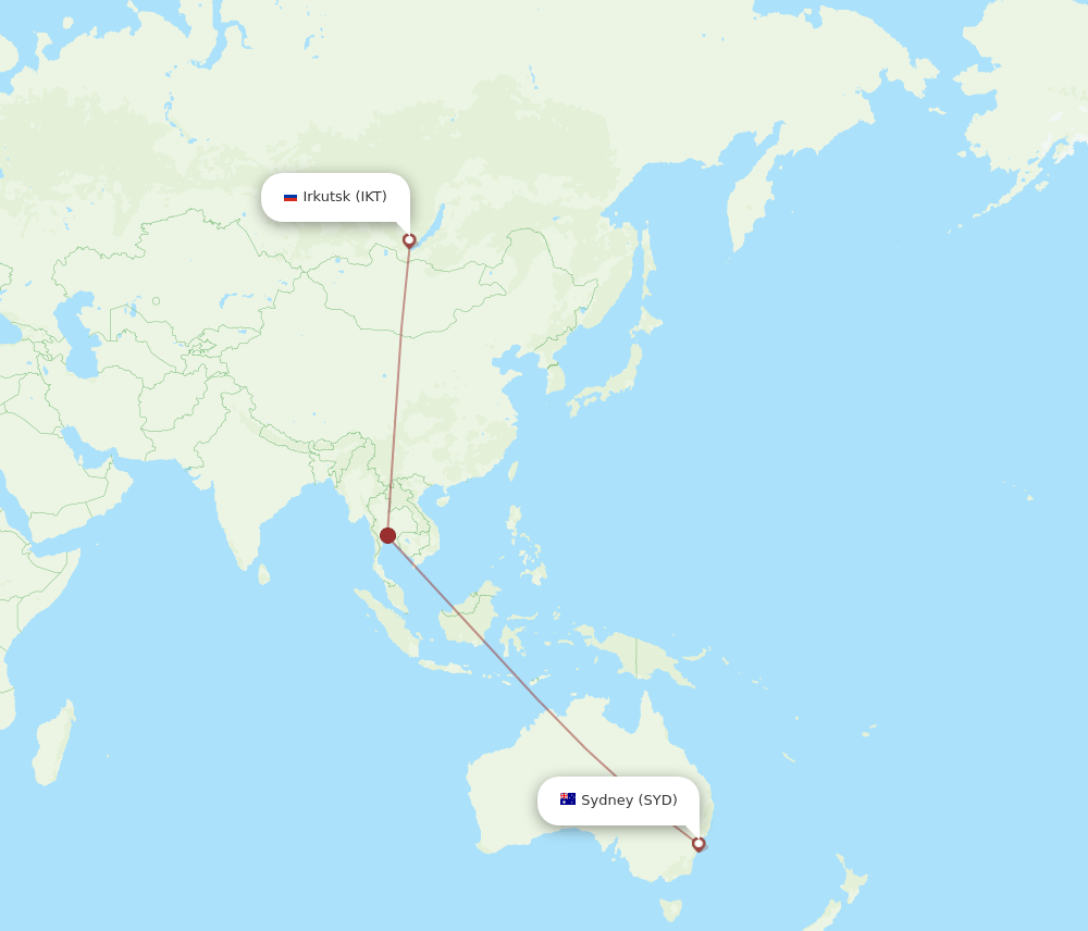IKT-SYD flight routes