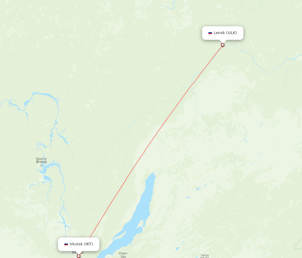 IKT to ULK flights and routes map
