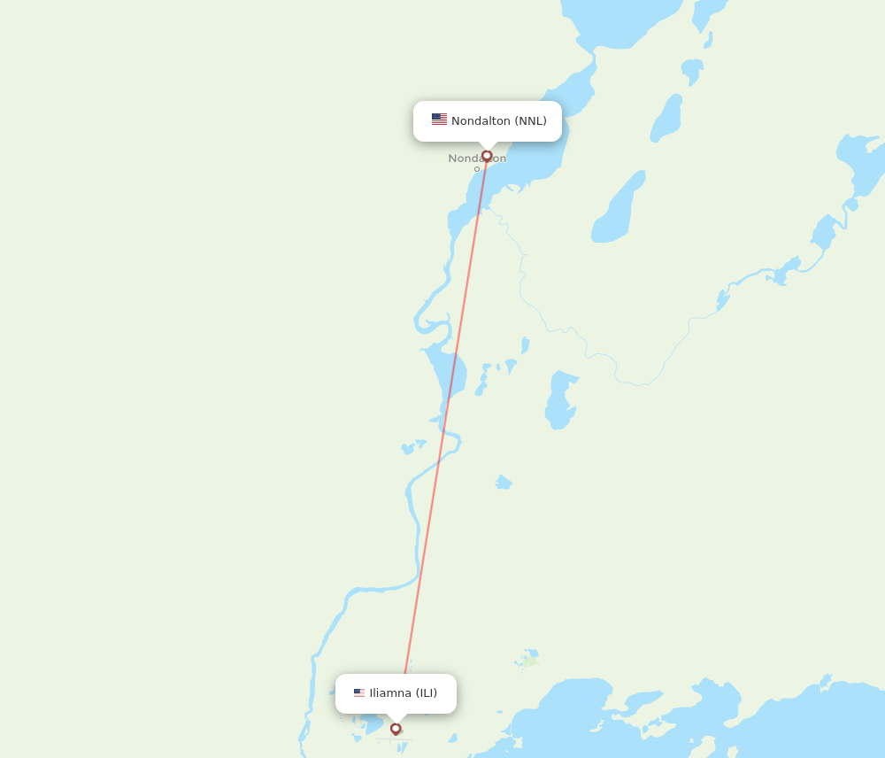 ILI to NNL flights and routes map
