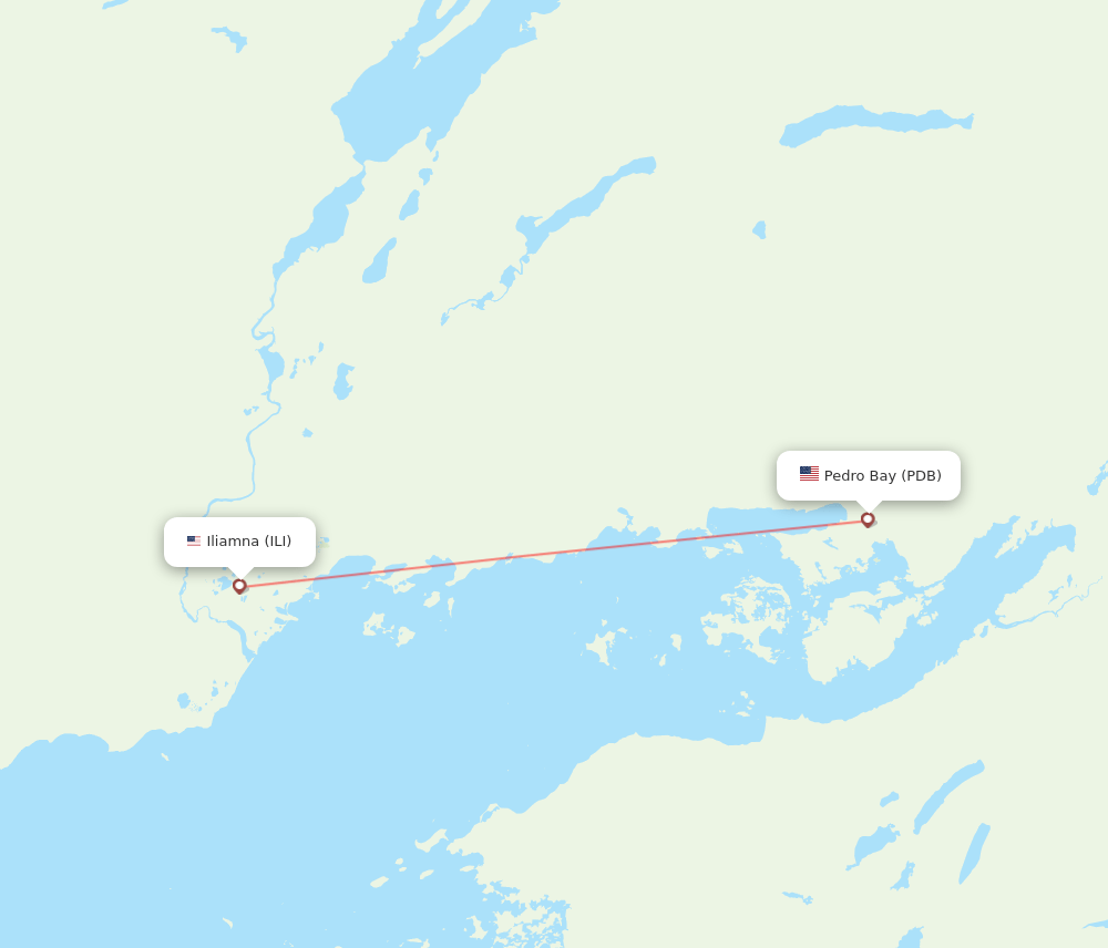 Iliamna - Pedro Bay route map and flight paths