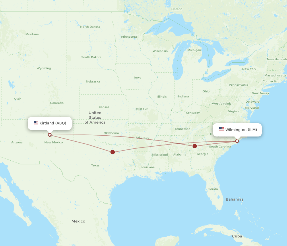 ILM-ABQ flight routes