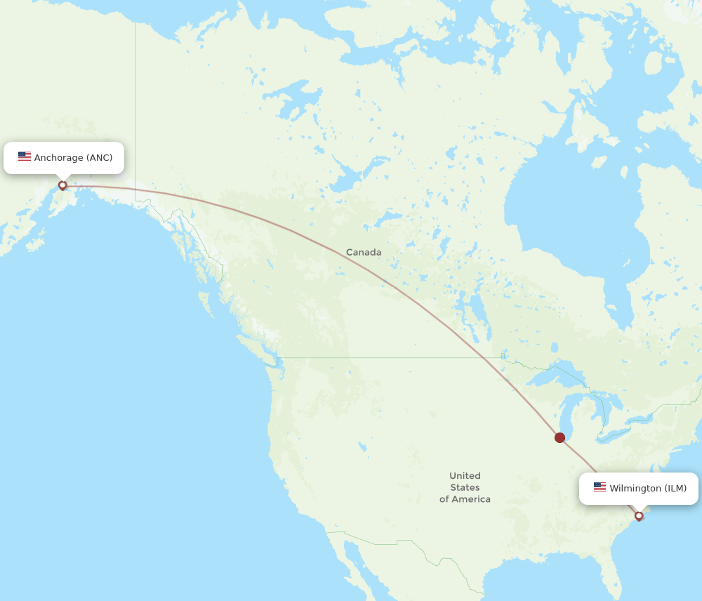 ILM-ANC flight routes