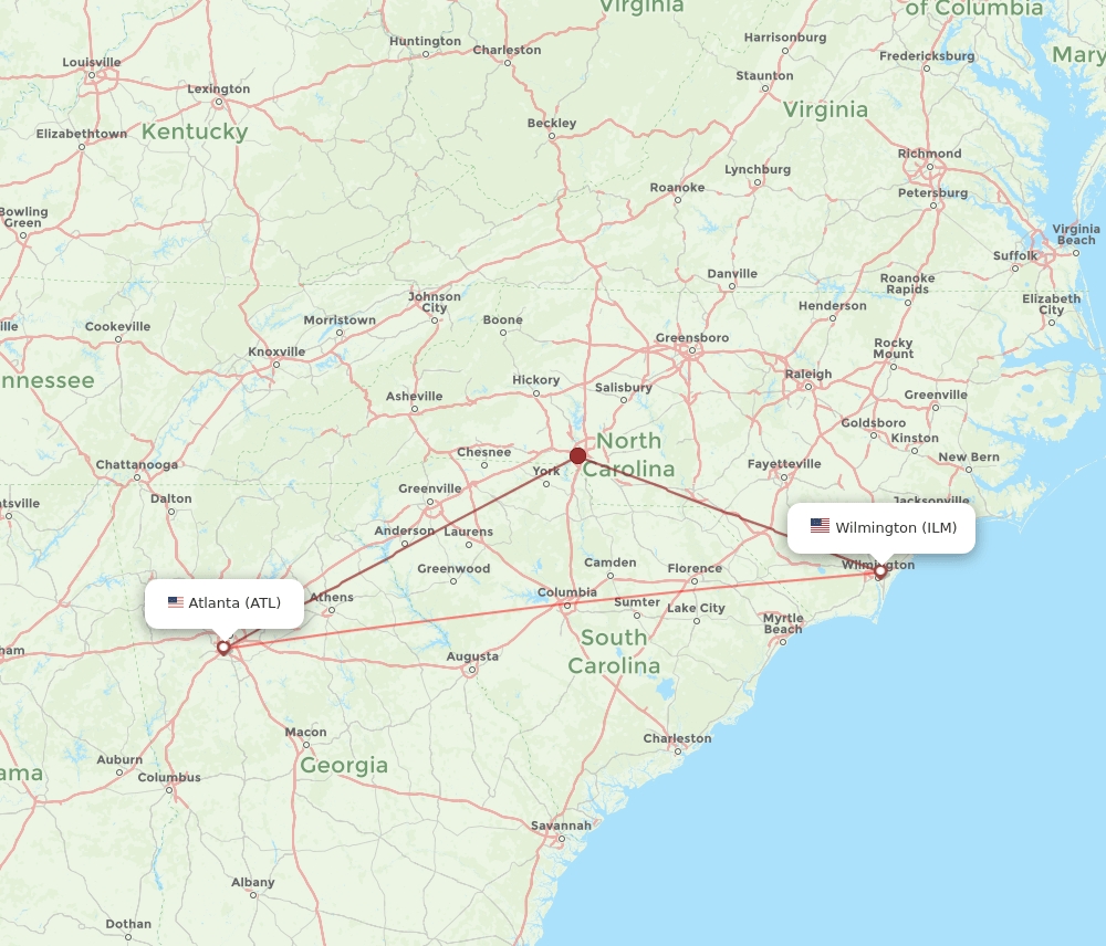 ILM-ATL flight routes