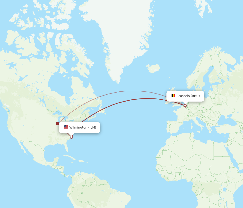 ILM-BRU flight routes