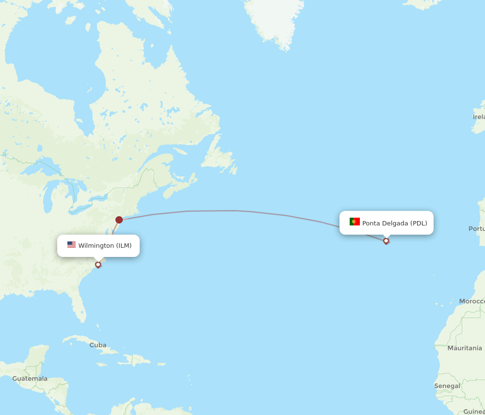 ILM-PDL flight routes