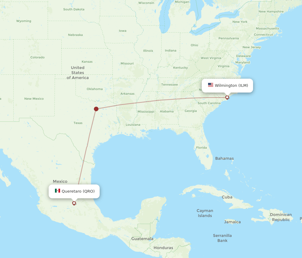 ILM-QRO flight routes