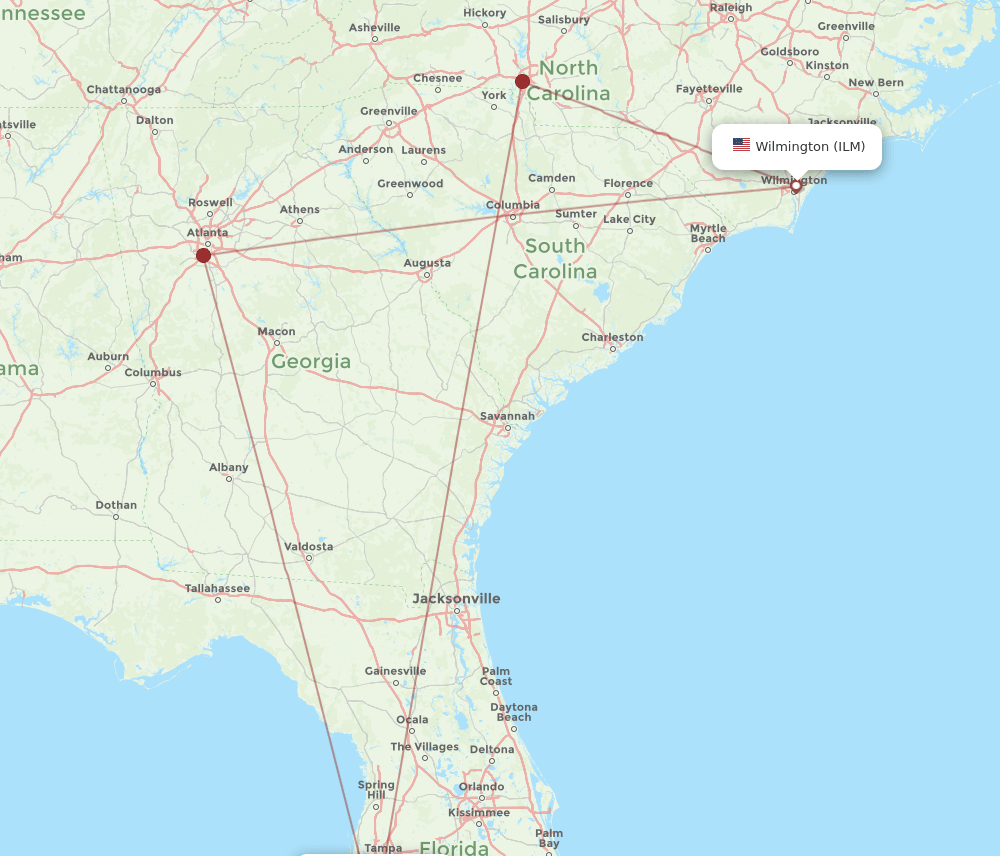 ILM-SRQ flight routes