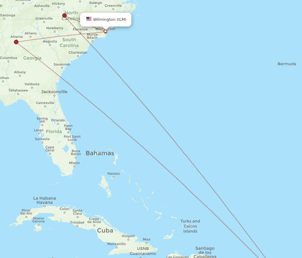 ILM-STX flight routes