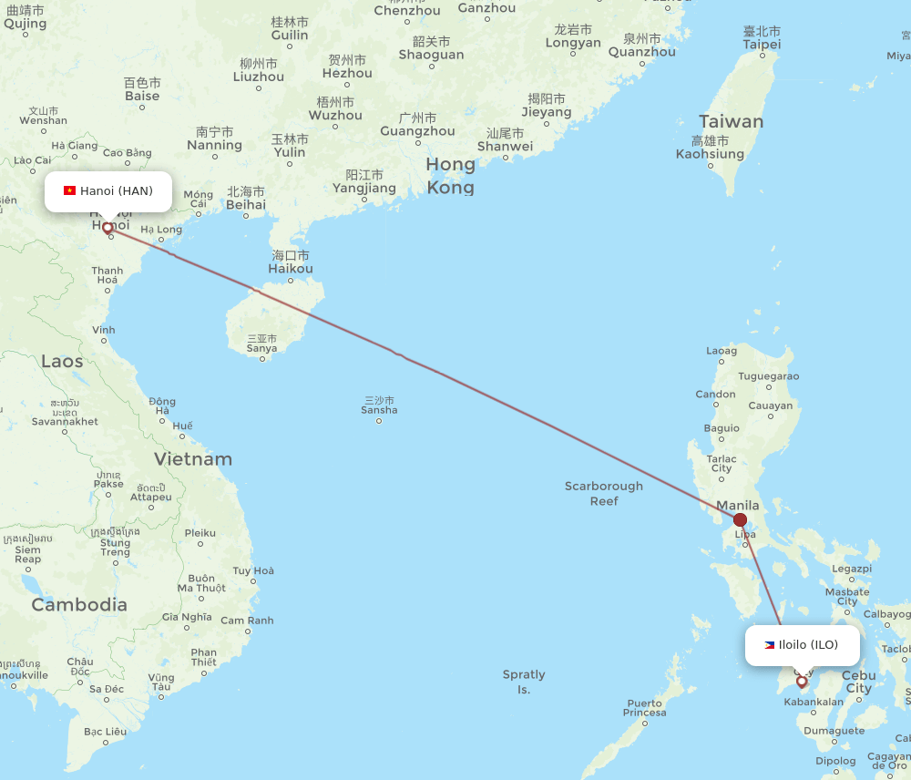 ILO-HAN flight routes