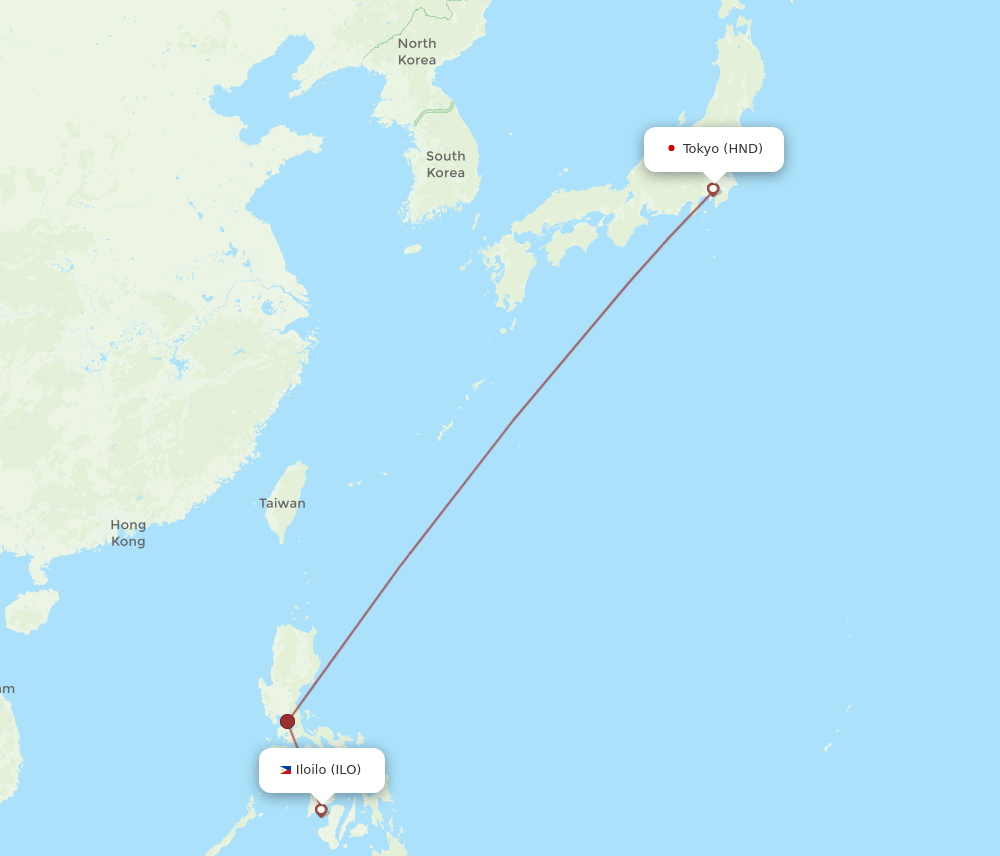 ILO-HND flight routes