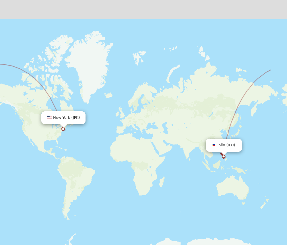 New York - Iloilo route map and flight paths