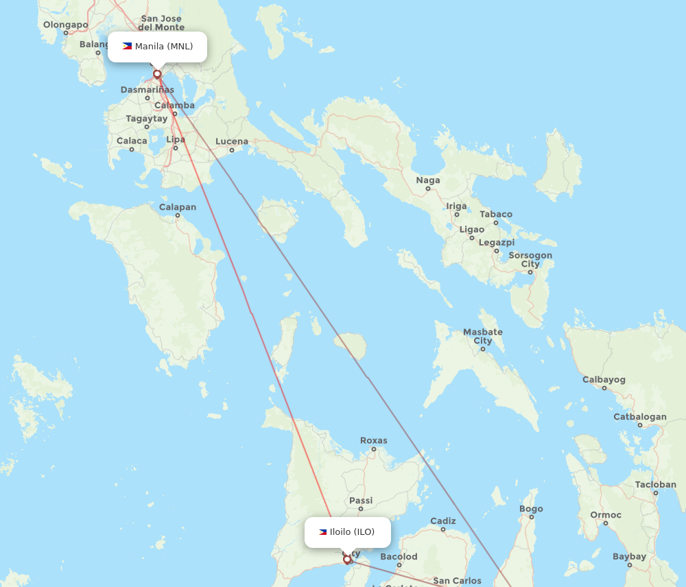 ILO to MNL flights and routes map