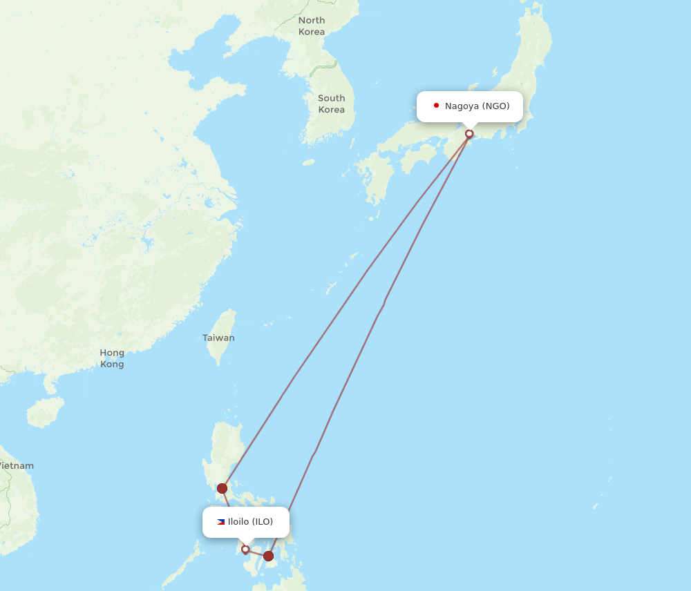 ILO-NGO flight routes