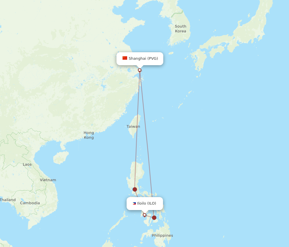 ILO-PVG flight routes